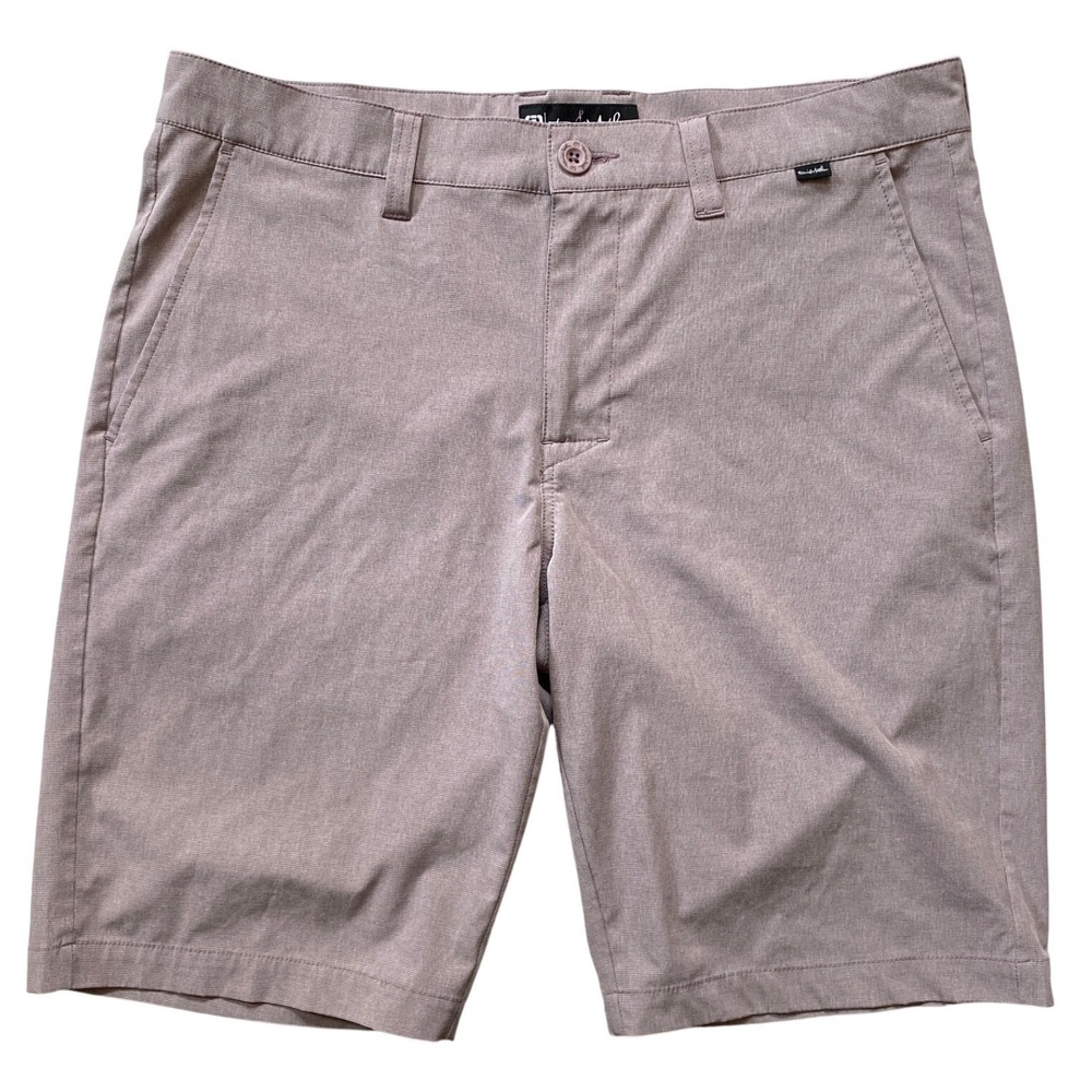 TravisMathew Beck Mens Shorts 34 Mauve Brown Heather Stretch Golf Chino 1M1114